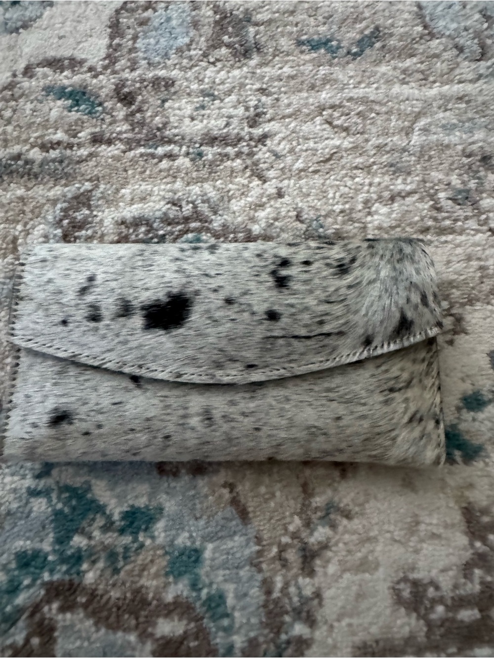 Spotted Haircalf Envelope Clutch - Black & White